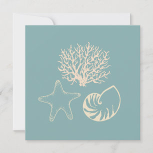 Cartes d'invitation de fête de plage Coquillages d