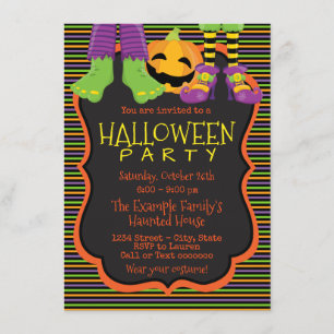 Cartes d'invitation de fête d'Halloween mignonnes