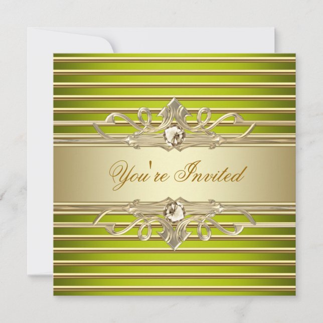 Cartes d'invitation de fête élégantes vert sauge e (Devant)