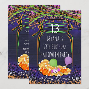 Cartes d'invitation de fête en pot Mason de bonbon