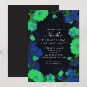 Cartes d'invitation de fête Fleurs lumineuses qui