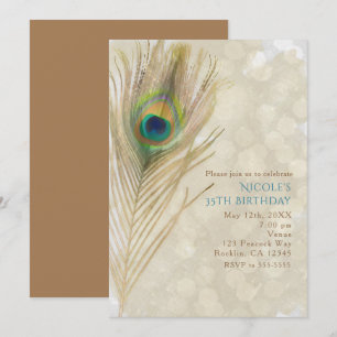 Cartes d'invitation de fête glamour à plumes de pa