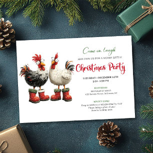 Cartes d'invitation de fête moderne avec poulets à