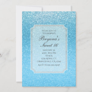 Cartes d'invitation de fête Sweet 16 pailletées de