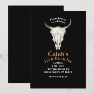Cartes d'invitation de fête taureau vache bohémien