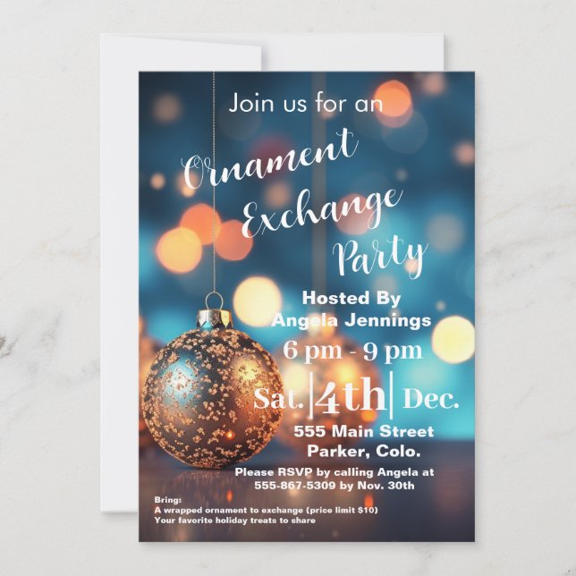 Cartes d'invitation de la fête de Noël bleu (Devant)