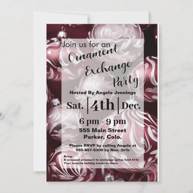 Cartes d'invitation de la fête de Noël rouge (Devant)