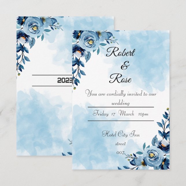 Cartes d'invitation de mariage (Devant / Derrière)