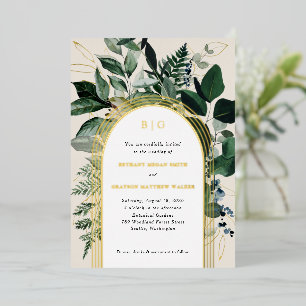 Cartes d'invitation de mariage à arche en feuille 