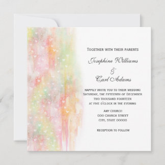 Cartes d'invitation de mariage à coeurs aquarelle 