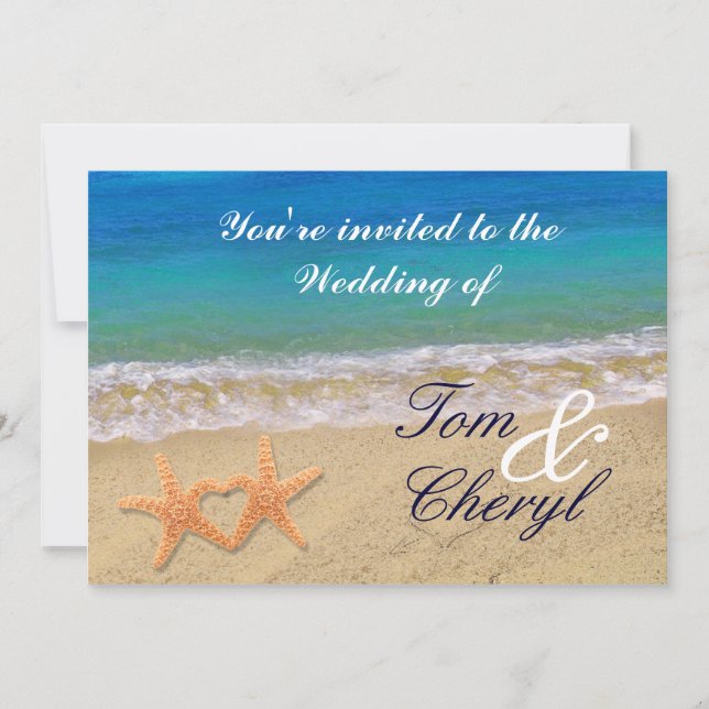 Cartes d'invitation de mariage à la plage océaniqu (Devant)