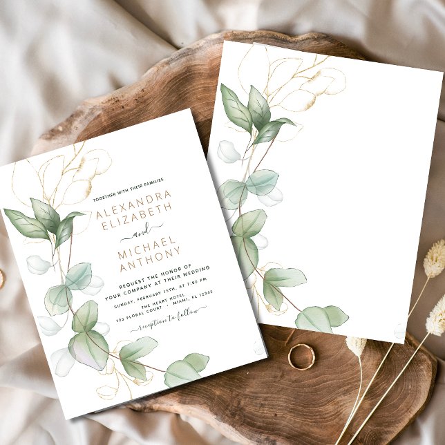 Cartes d'invitation de mariage à la verdure d'euca (Créateur téléchargé)