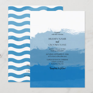 Cartes d'invitation de mariage à l'aquarelle bleu 