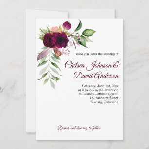Cartes d'invitation de mariage à thème floral bohè