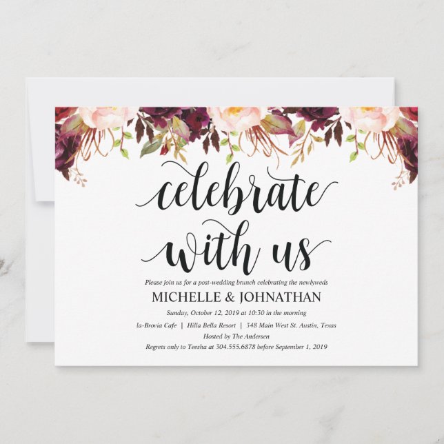 Cartes d'invitation de mariage après-mariage Rusti (Devant)