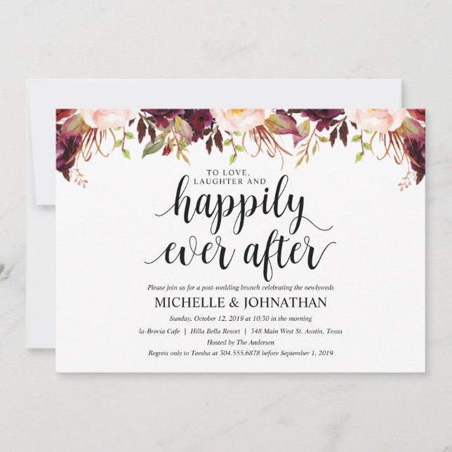 Cartes d'invitation de mariage après-mariage rusti (Devant)