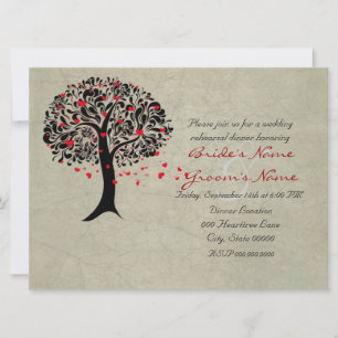 Cartes d'invitation de mariage Arbre vintage de cœ