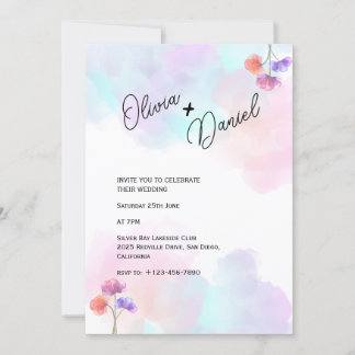 Cartes d'invitation de mariage artistiques rose et
