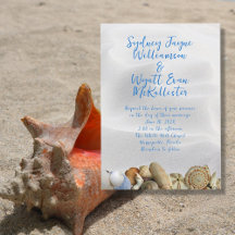 Cartes d'invitation de mariage au sable blanc Élég