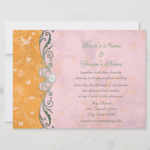 Cartes d'invitation de mariage aux fleurs orange e