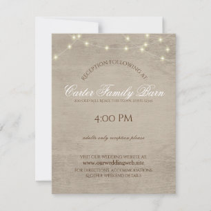 Cartes d'invitation de mariage avec lumières rusti