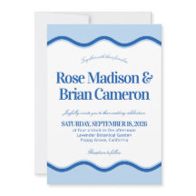 Cartes d'invitation de mariage Blue Wavy Cabana