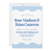 Cartes d'invitation de mariage Cabane Bleue Ondulé