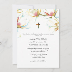 Cartes d'invitation de mariage catholique aux fleu