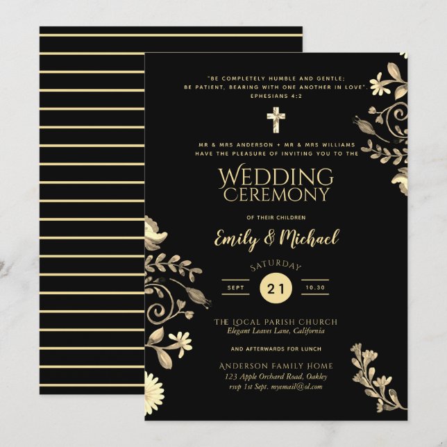 Cartes d'invitation de mariage catholique - Verset (Devant / Derrière)
