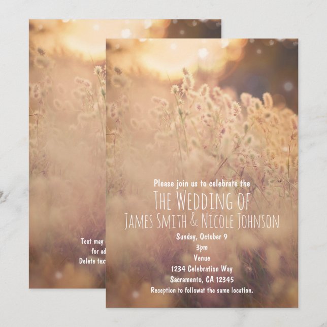 Cartes d'invitation de mariage champêtre rustique  (Devant / Derrière)