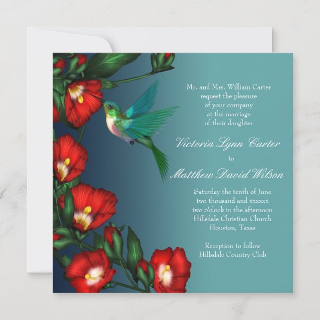 Cartes d'invitation de mariage Colibri (Devant)