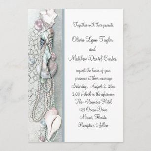 Cartes d'invitation de mariage de plage avec coqui