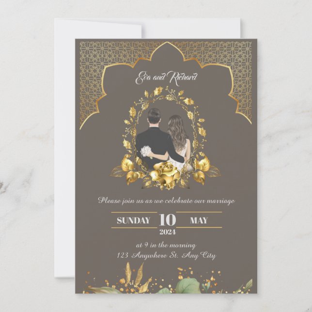 Cartes d'invitation de mariage de style andalou (Devant)