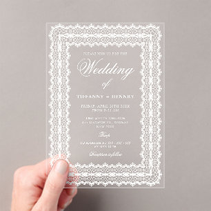 Cartes d'invitation de mariage en acrylique avec n