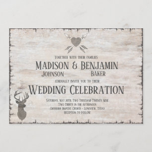 Cartes d'invitation de mariage en bois de cerf rus