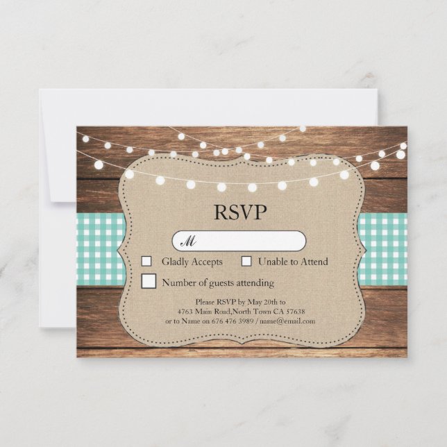Cartes d'invitation de mariage en bois de couleur  (Devant)