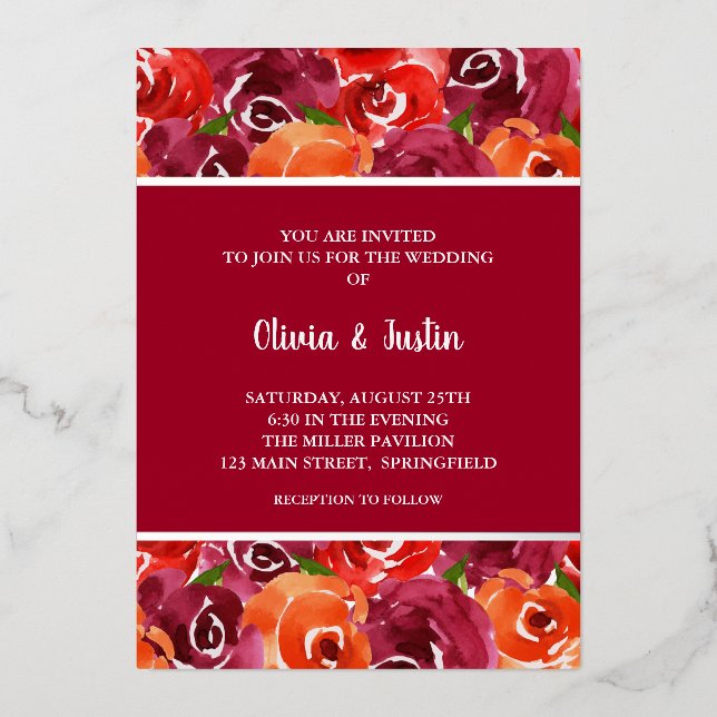 Cartes d'invitation de mariage en collage floral a (Recto)