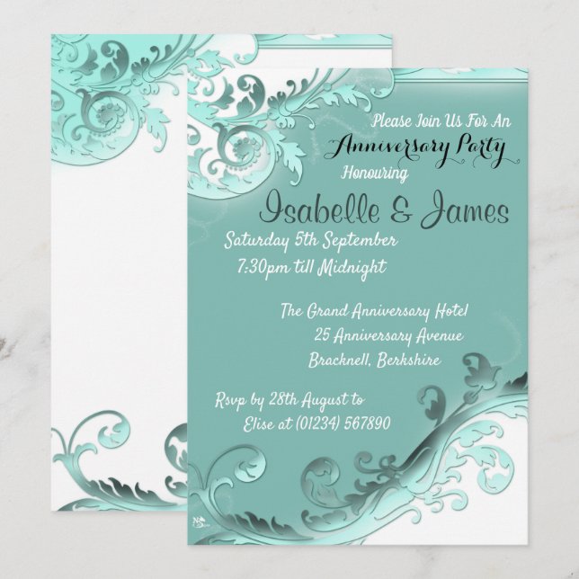 Cartes d'invitation de mariage et d'anniversaire d (Devant / Derrière)