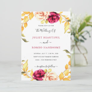 Cartes d'invitation de mariage Fleurs à l'aquarell