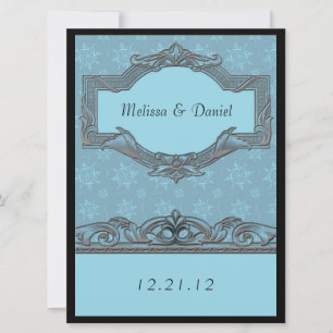 Cartes d'invitation de mariage Flocon de neige ble
