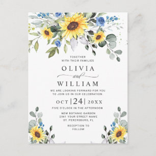 Cartes d'invitation de mariage floral tournesols é