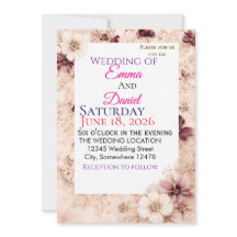Cartes d'invitation de mariage florales - CustoInv