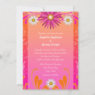 Cartes d'invitation de mariage florales orange et