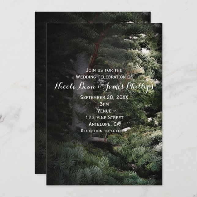 Cartes d'invitation de mariage Forêt Rustique de P (Devant / Derrière)