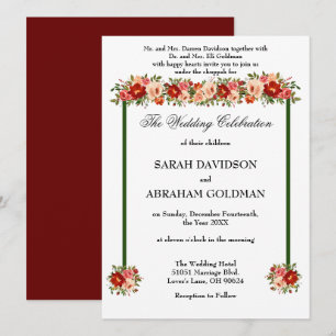 Cartes d'invitation de mariage juif traditionnelle