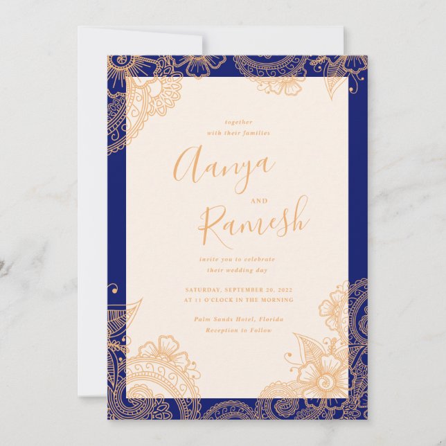 Cartes d'invitation de mariage Mehndi (Devant)