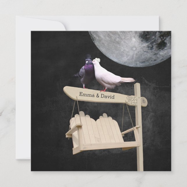 Cartes d'invitation de mariage Nuit de pleine lune (Devant)