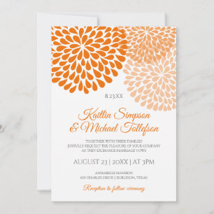 Cartes d'invitation de mariage orange et pêche F
