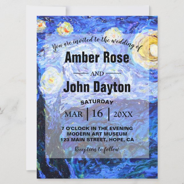 Cartes d'invitation de mariage personnalisées Nuit (Devant)