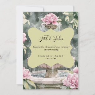 Cartes d'invitation de mariage Pink Peony Garden F